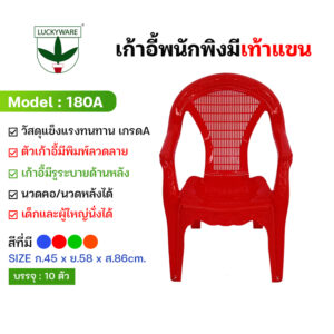 180A เก้าอี้พนักพิง เก้าอี้พลาสติก เก้าอี้พักแขน