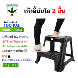 195B เก้าอี้บันไดพลาสติก2ขั้น สีดำ
