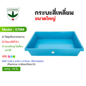579สีหวาน กระบะสี่เหลี่ยมขนาดใหญ่ มี 3 สี ฟ้า/ชมพู/เขียวอ่อน ใส่อาหารได้ เลี้ยงปลา ใส่ของได้เยอะ